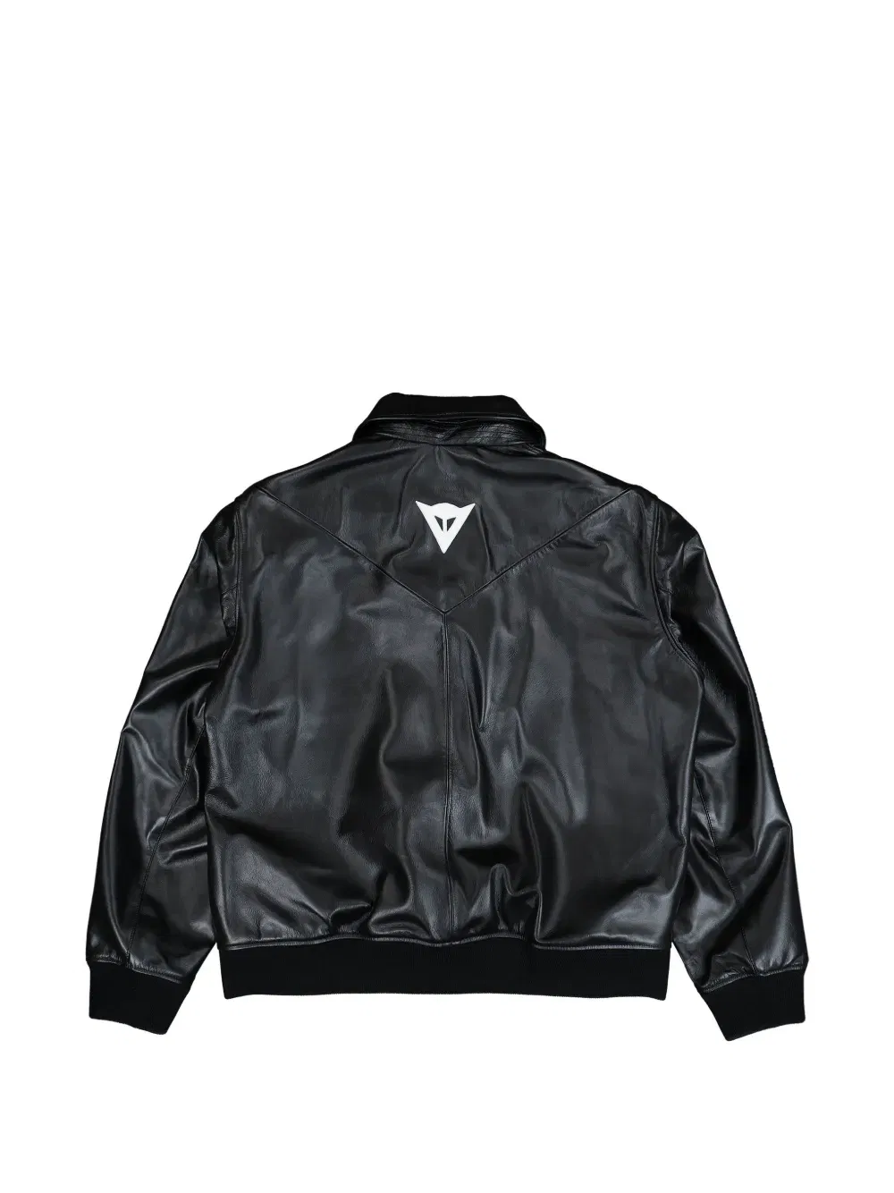 logo leather bomber jacket
