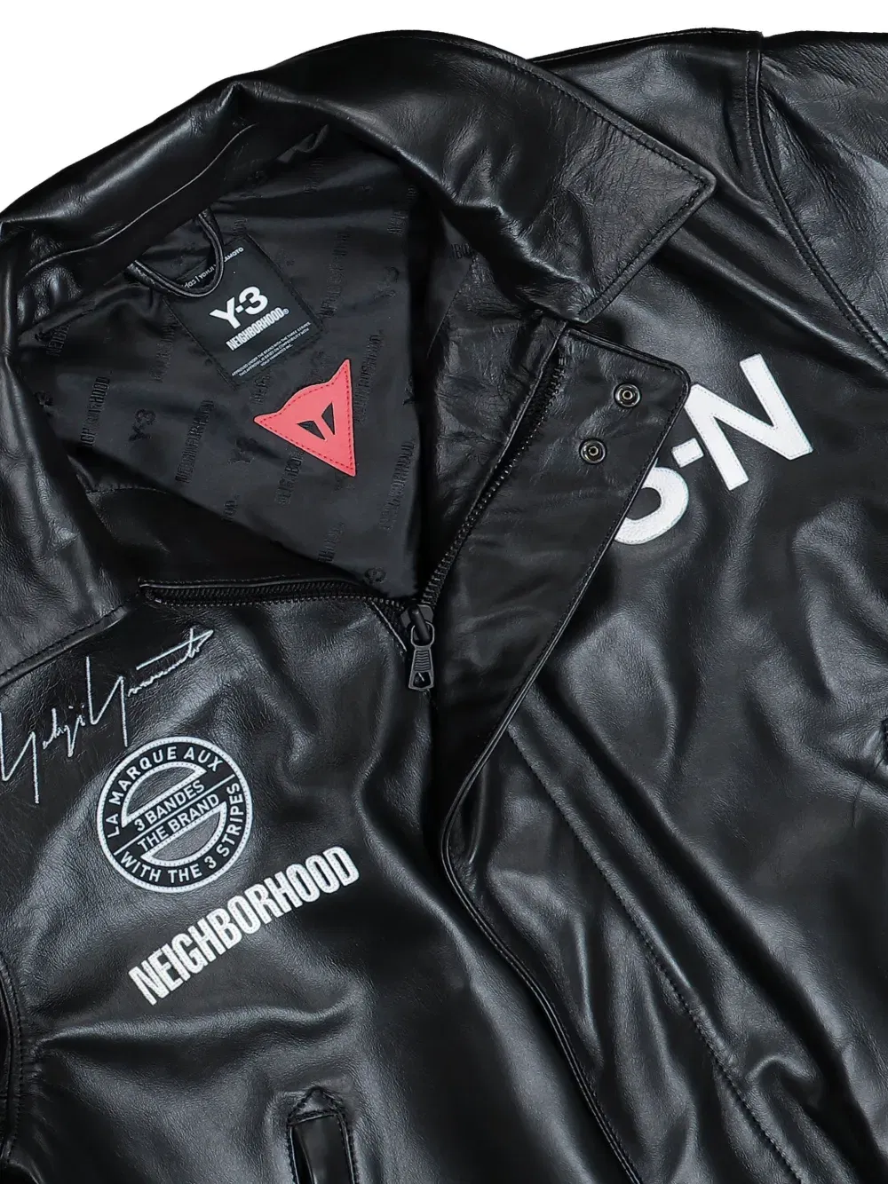 logo leather bomber jacket