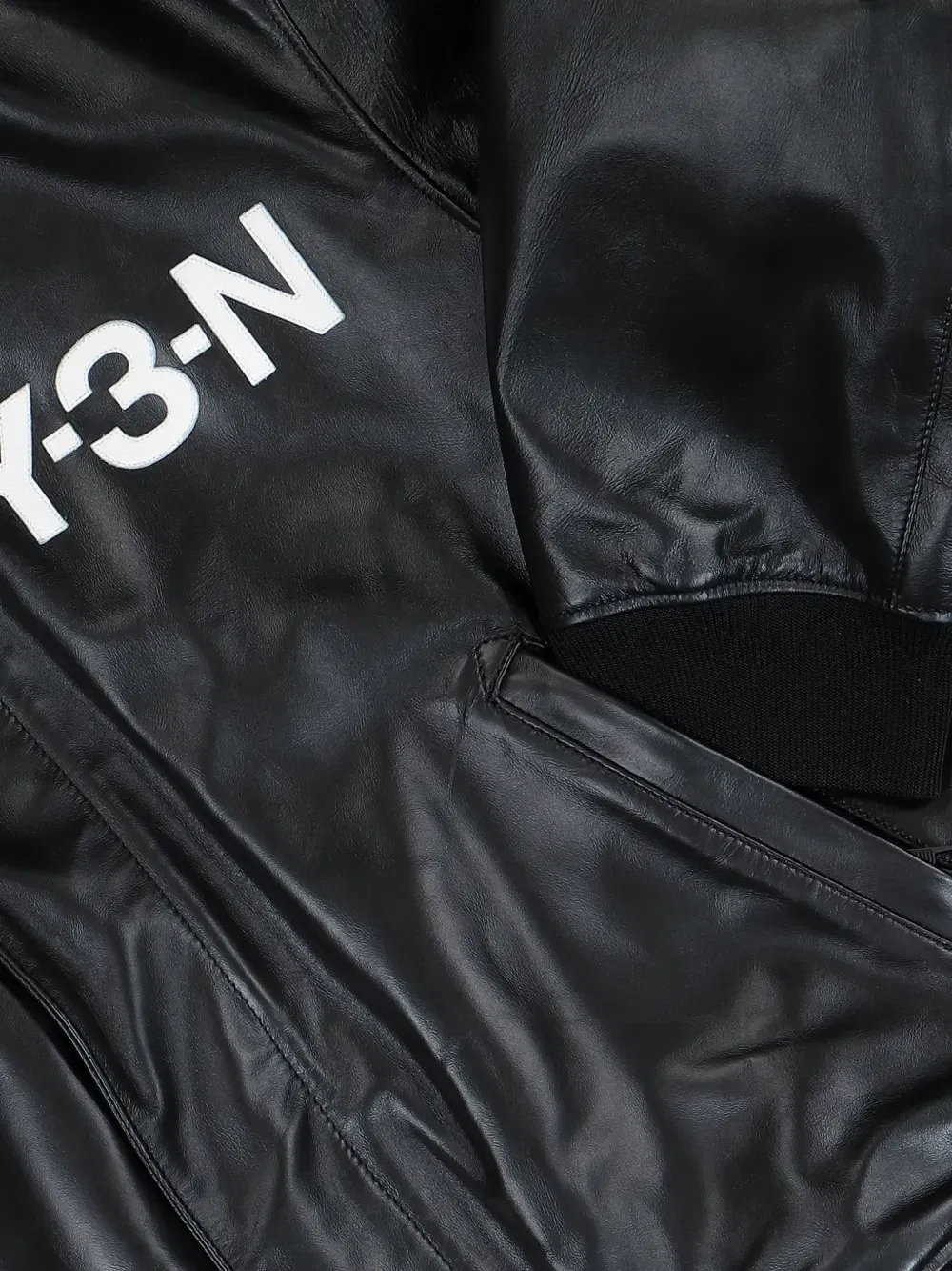 logo leather bomber jacket