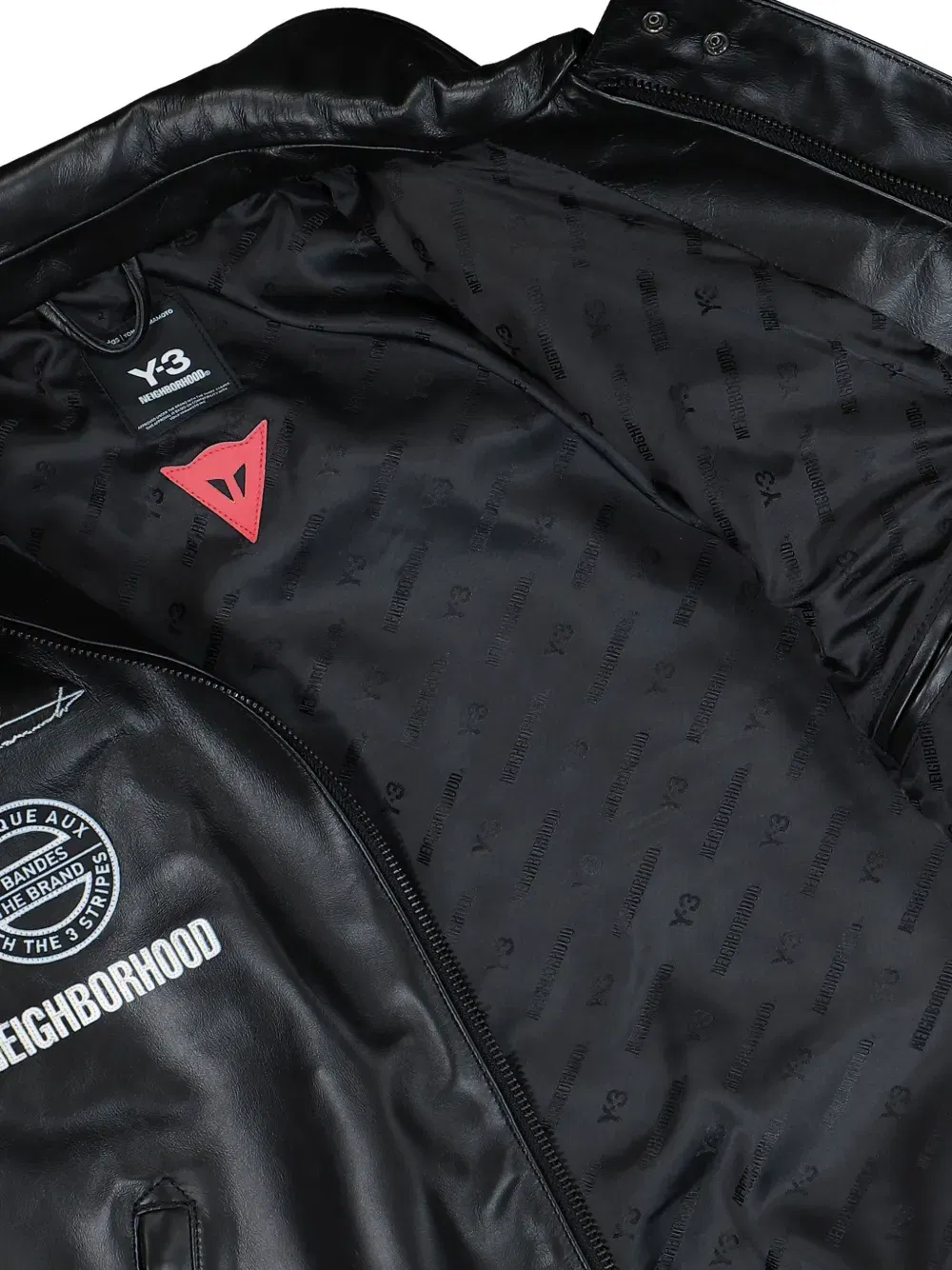 logo leather bomber jacket