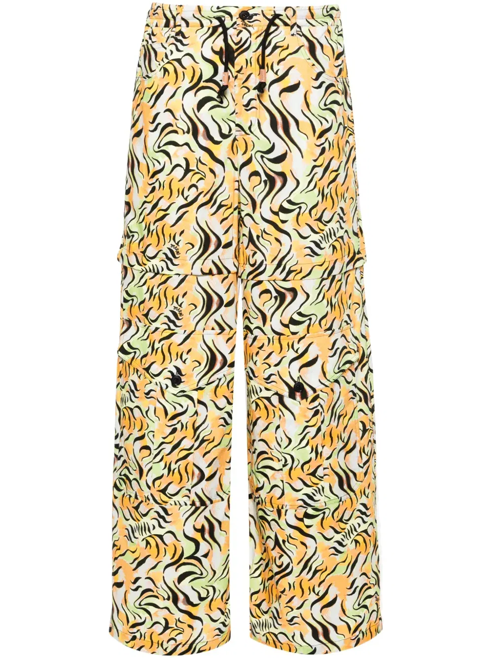 animal-print straight-leg trousers