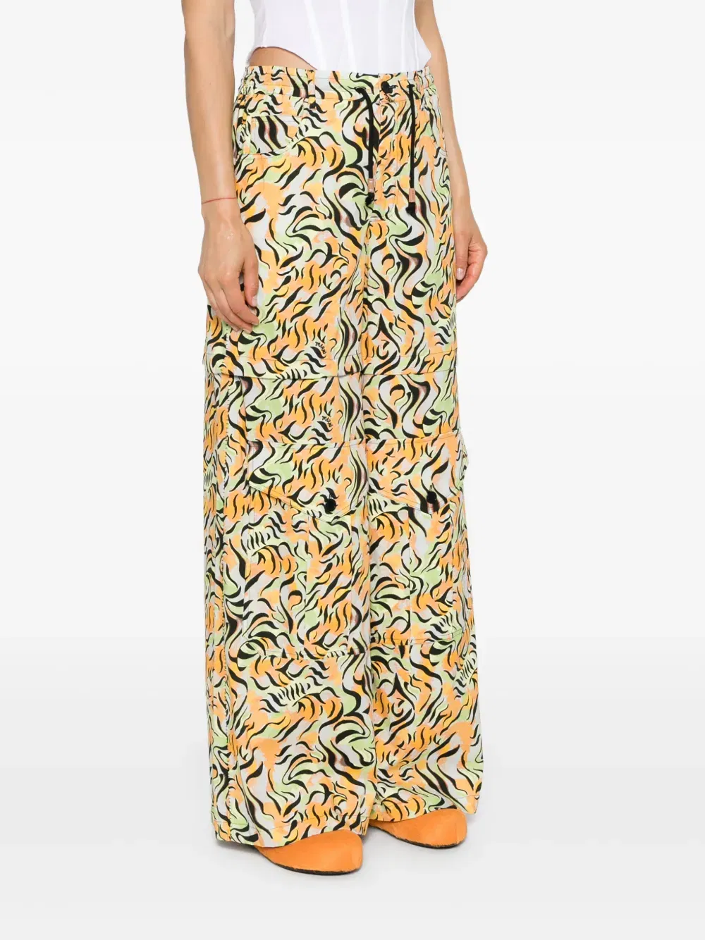 animal-print straight-leg trousers