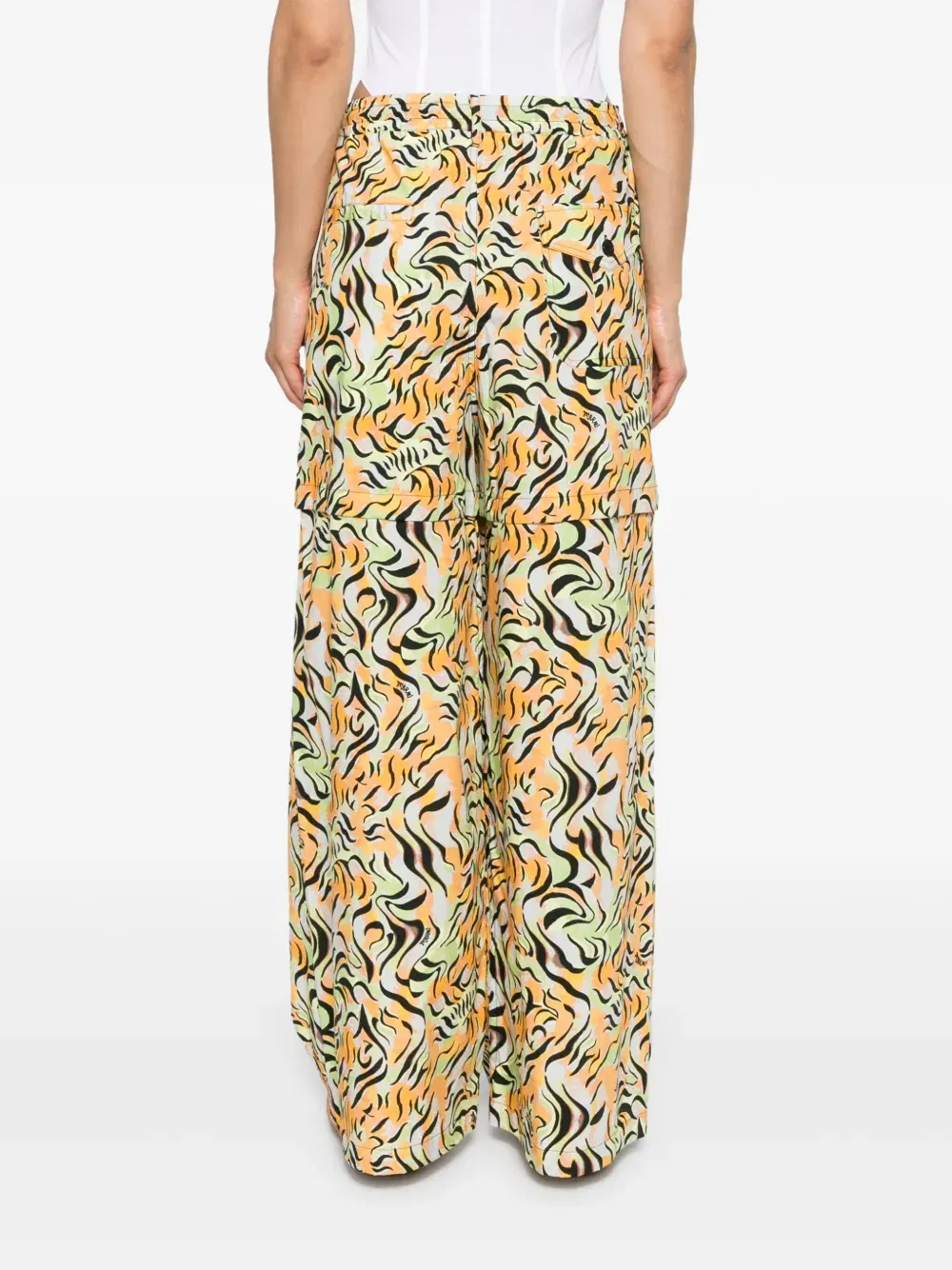 animal-print straight-leg trousers