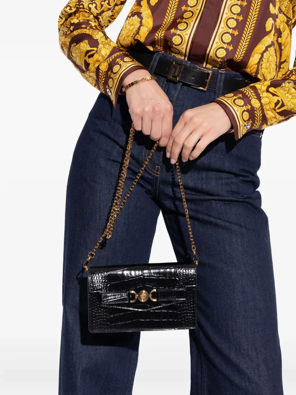 Medusa '95 croc-effect mini clutch bag