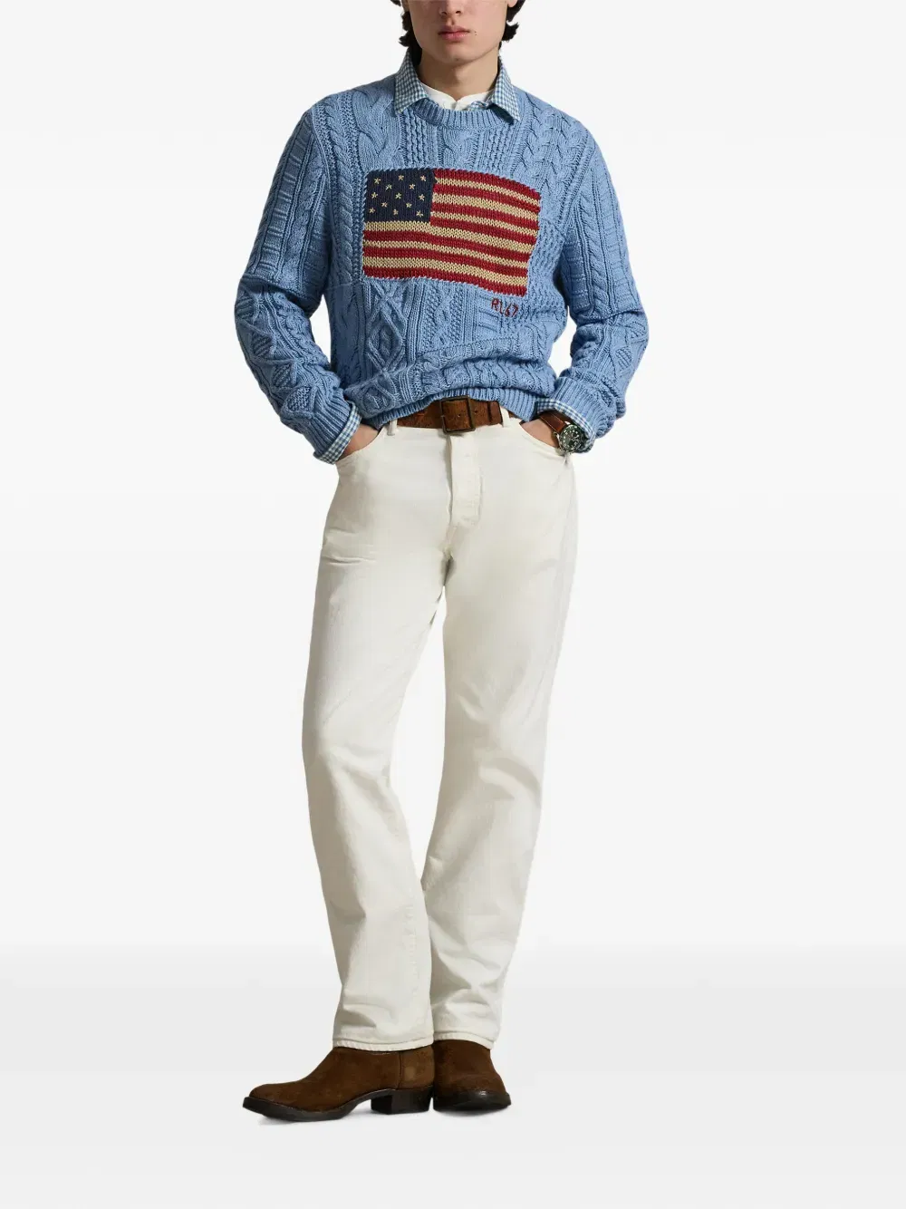 flag-motif sweater