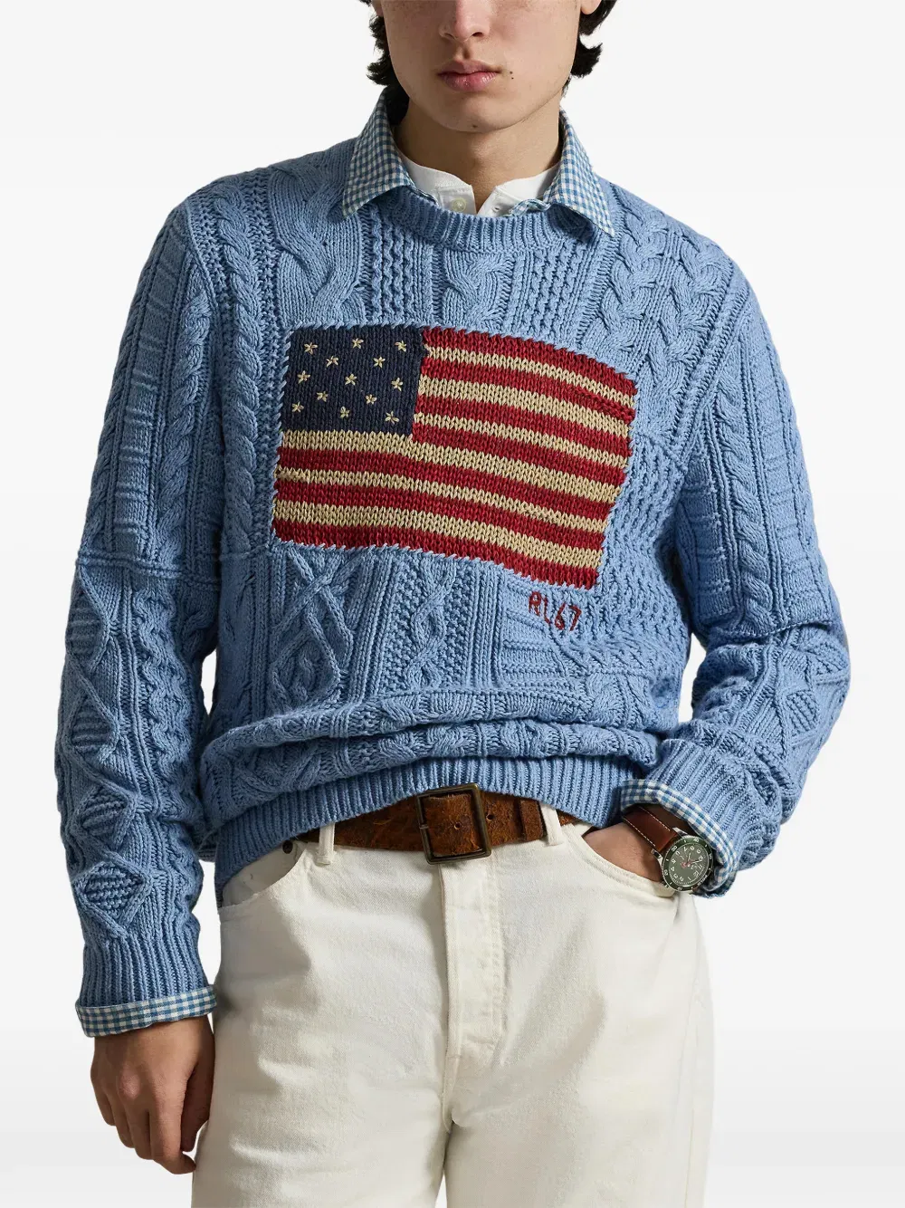 flag-motif sweater