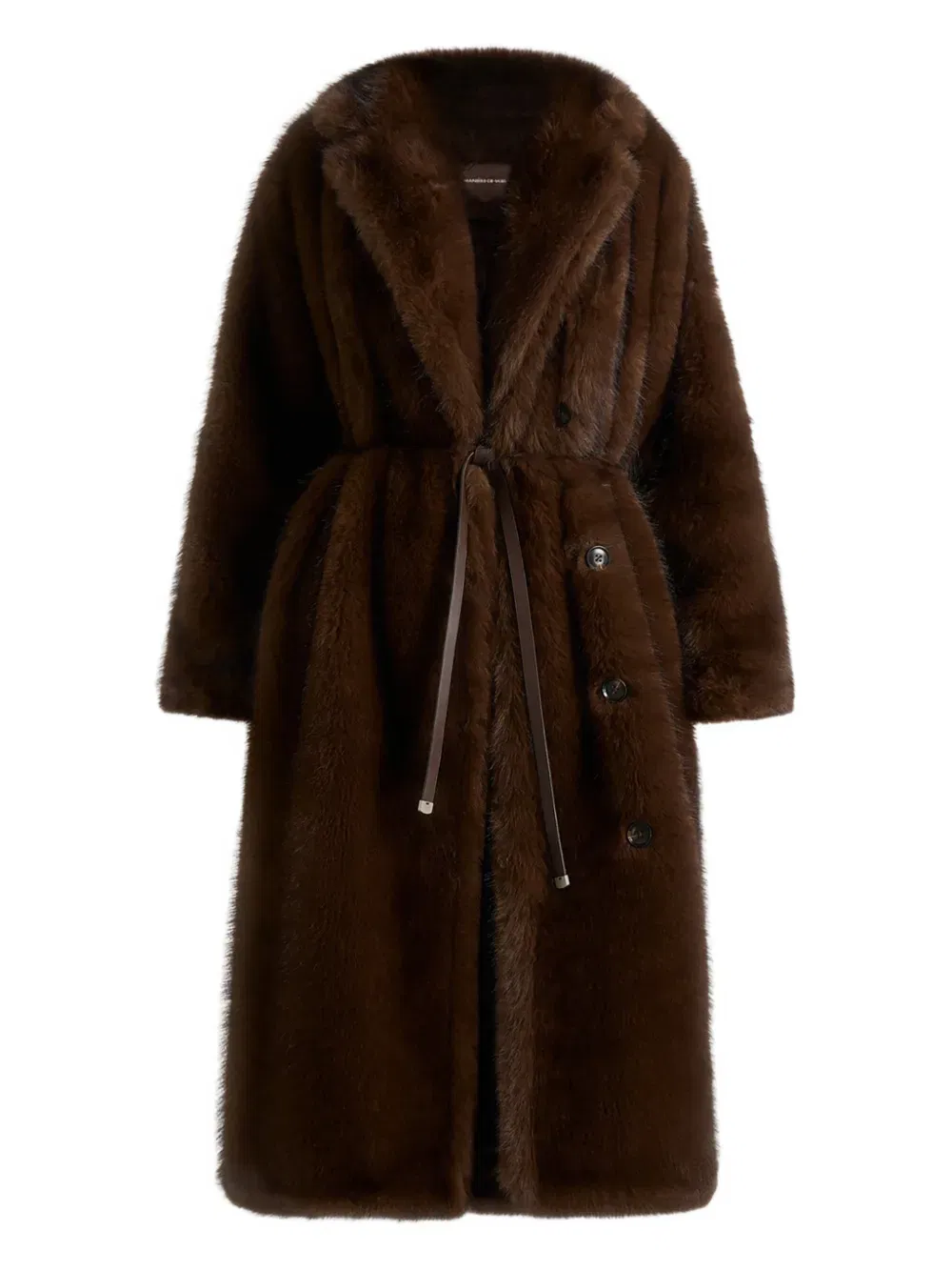 Bria faux-fur belted brown oversized coat