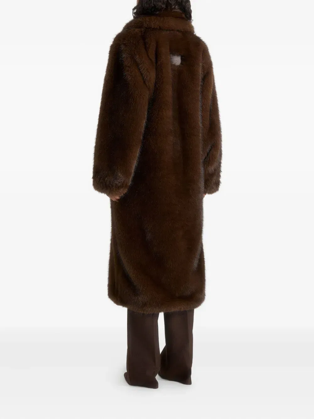 Bria faux-fur belted brown oversized coat