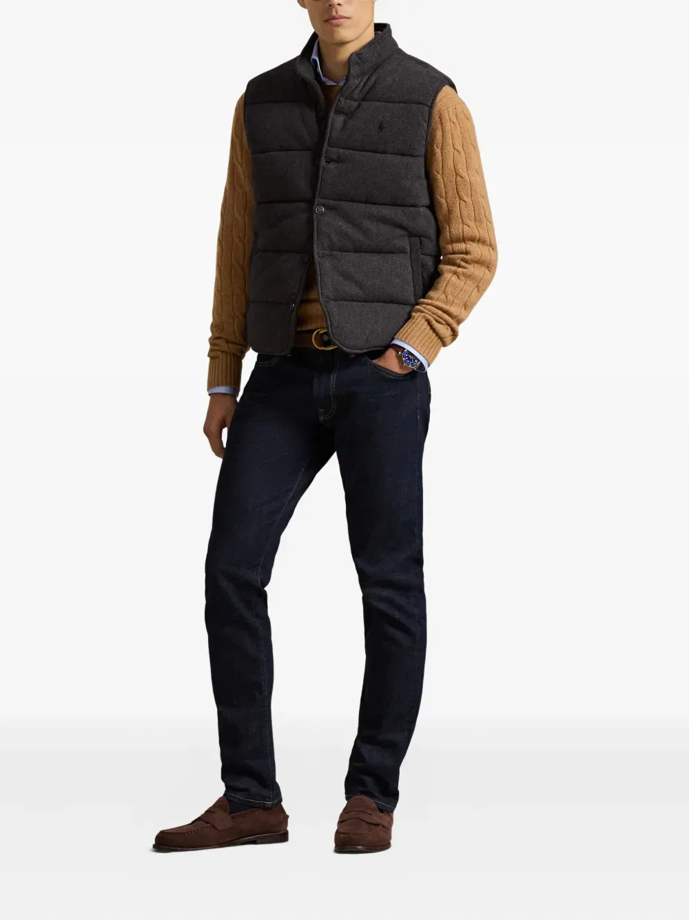 herringbone-pattern gilet