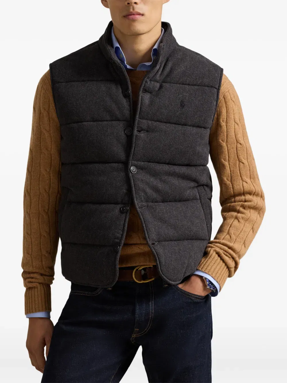 herringbone-pattern gilet
