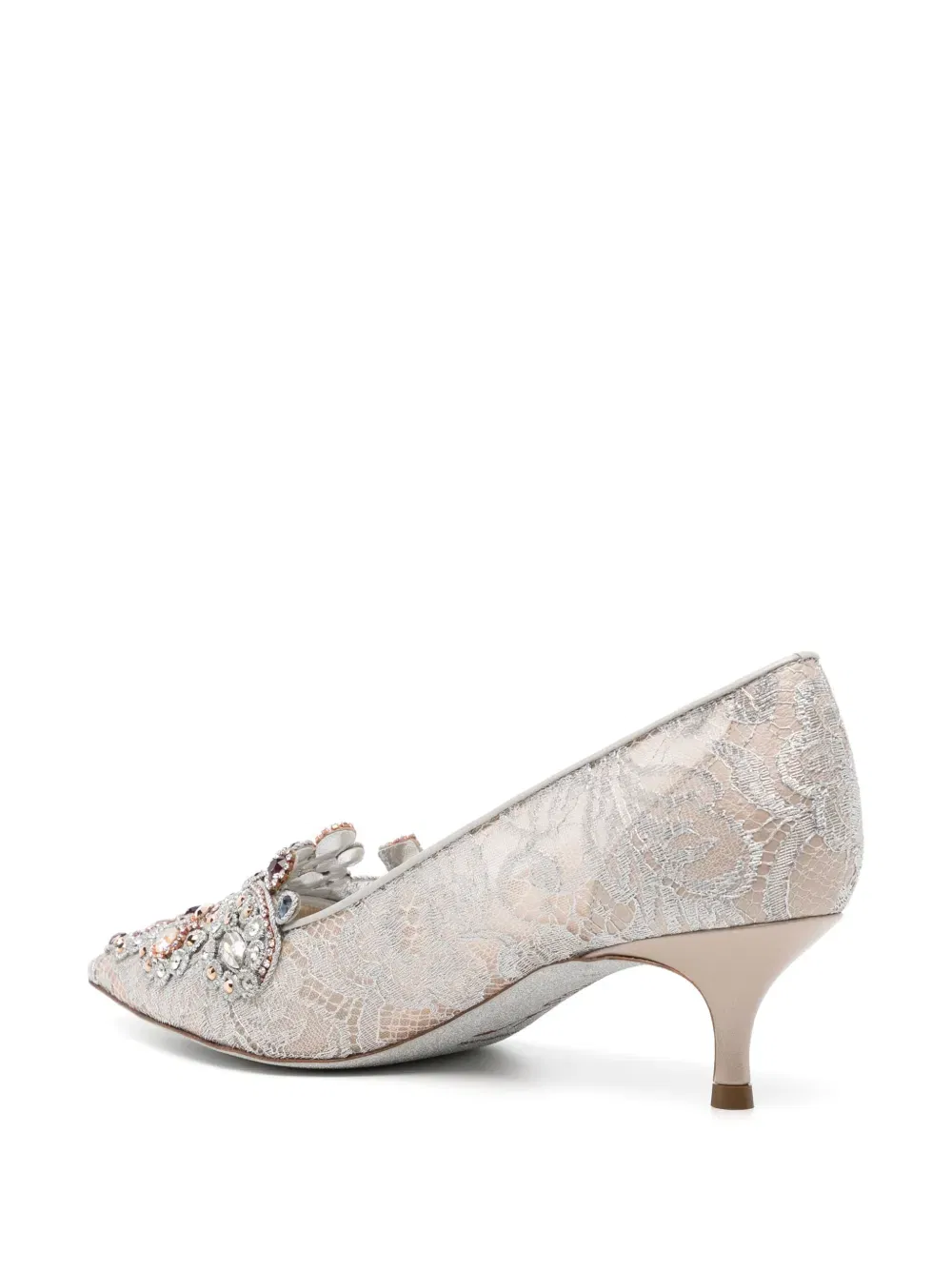 Cinderella crystal kitten-heel pumps