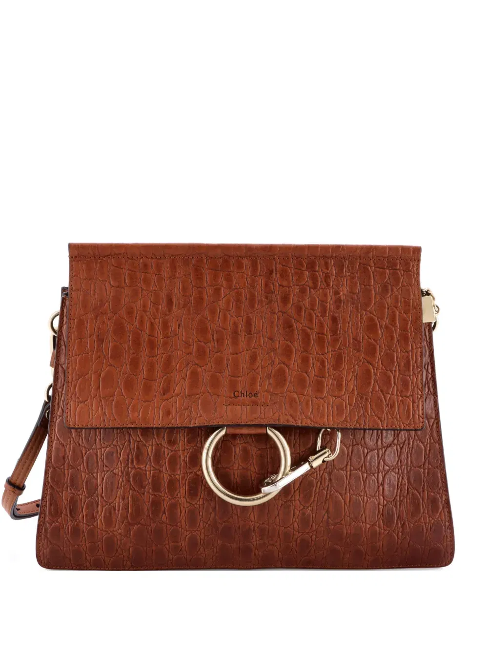 Faye Crocodile Embossed Leather Medium shoulder bag