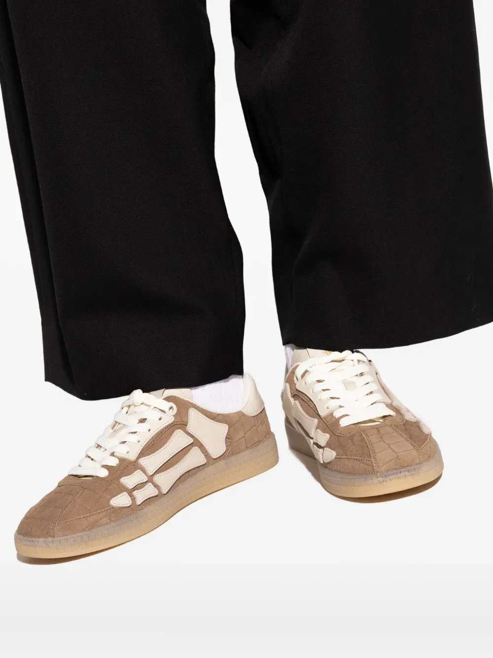 crocodile-embossed skeleton trainers