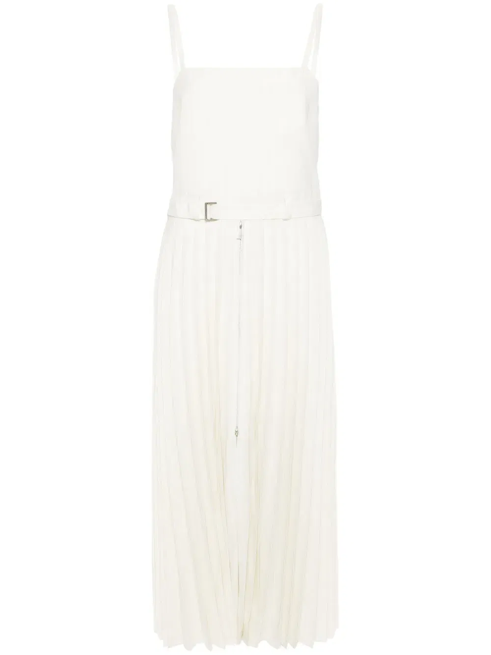 pinstriped pleated maxi dress