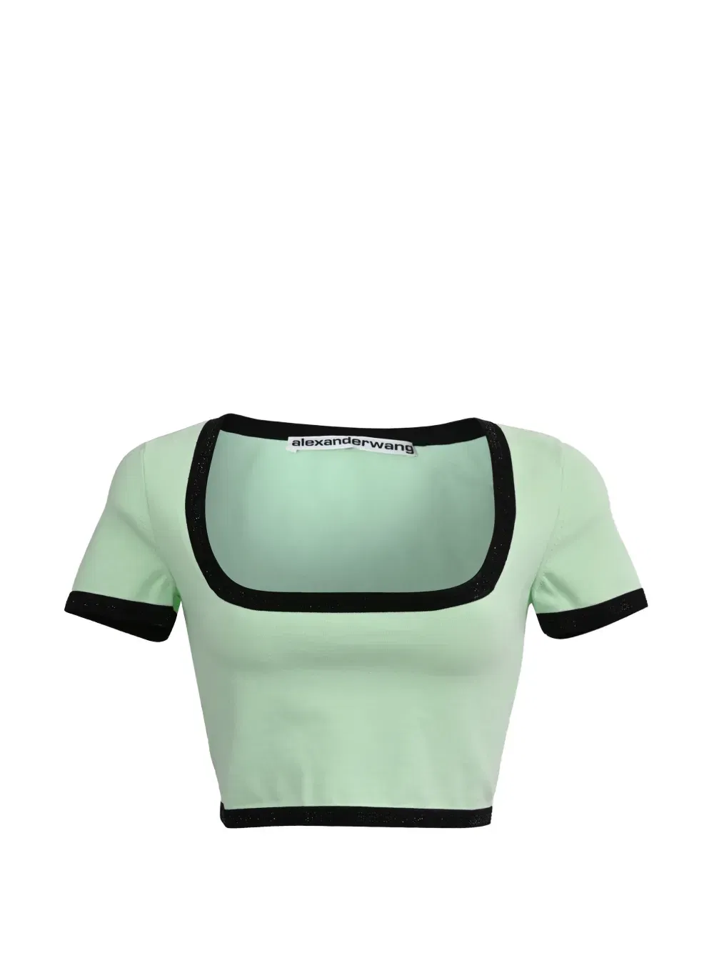 contrast-trim cropped T-Shirt
