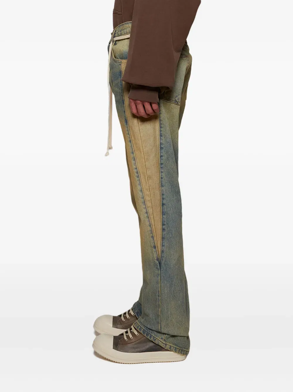 distressed drawstring jeans