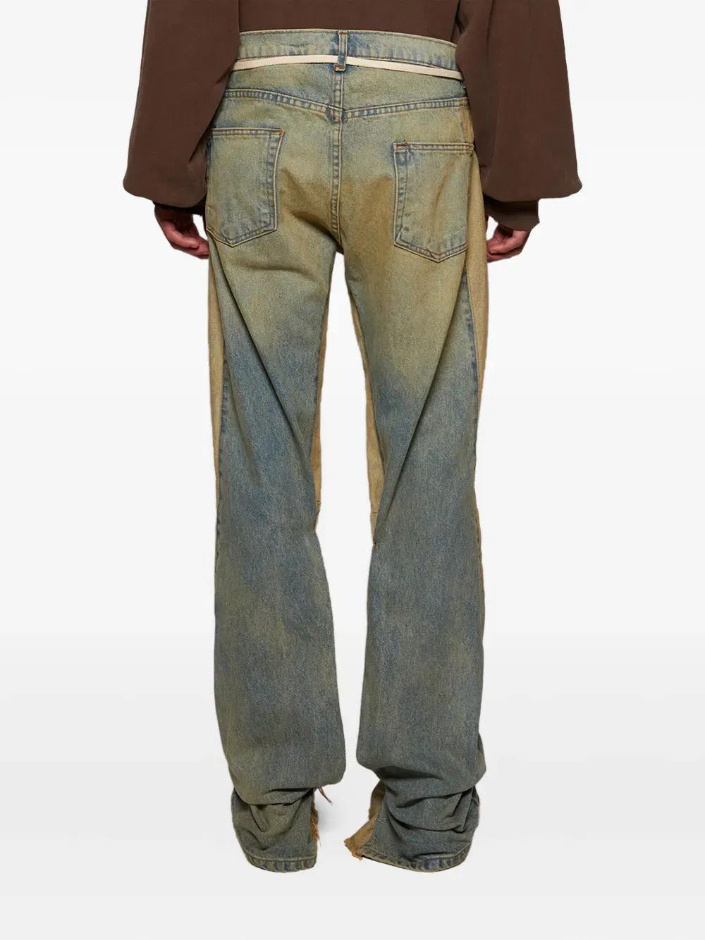 distressed drawstring jeans