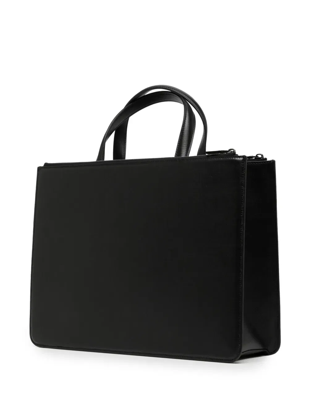 V-Logo leather briefcase