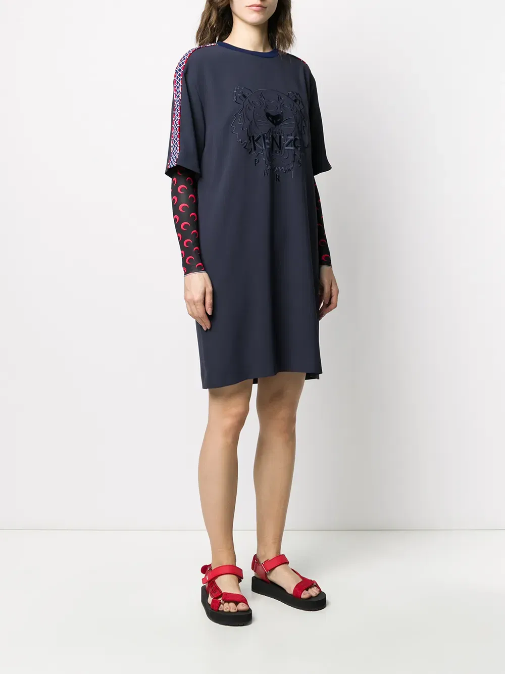 logo-embroidered shift dress