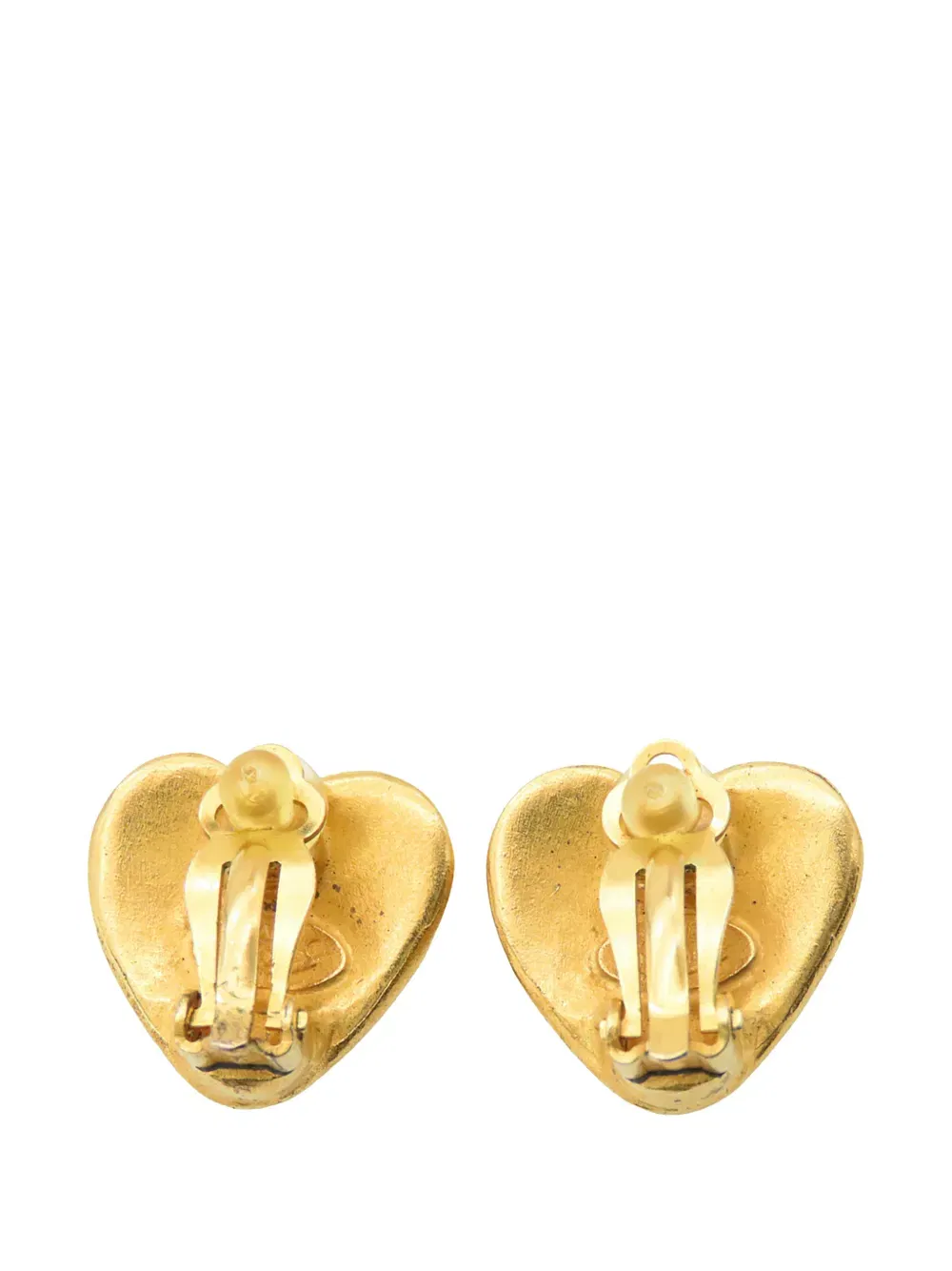1995 CC Gold Plated Heart Clip on Earrings costume earrings