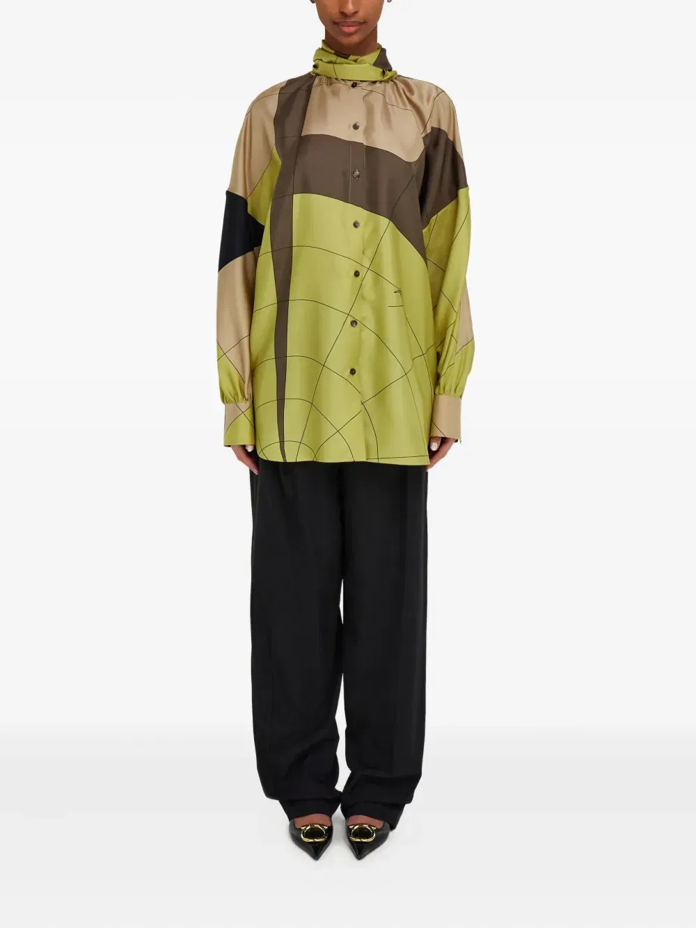 sash-detail silk shirt