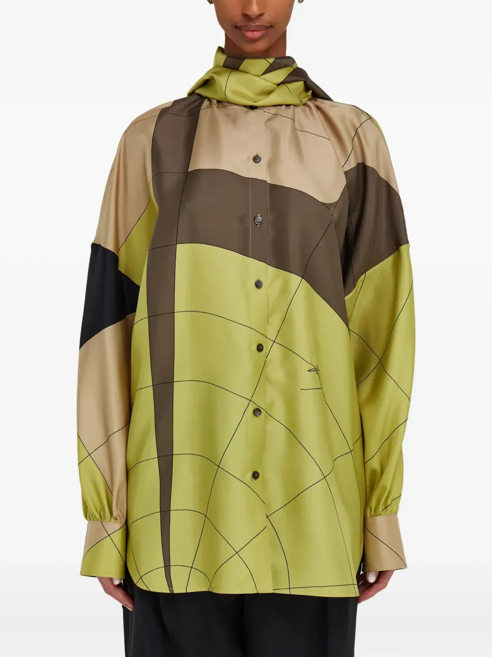sash-detail silk shirt