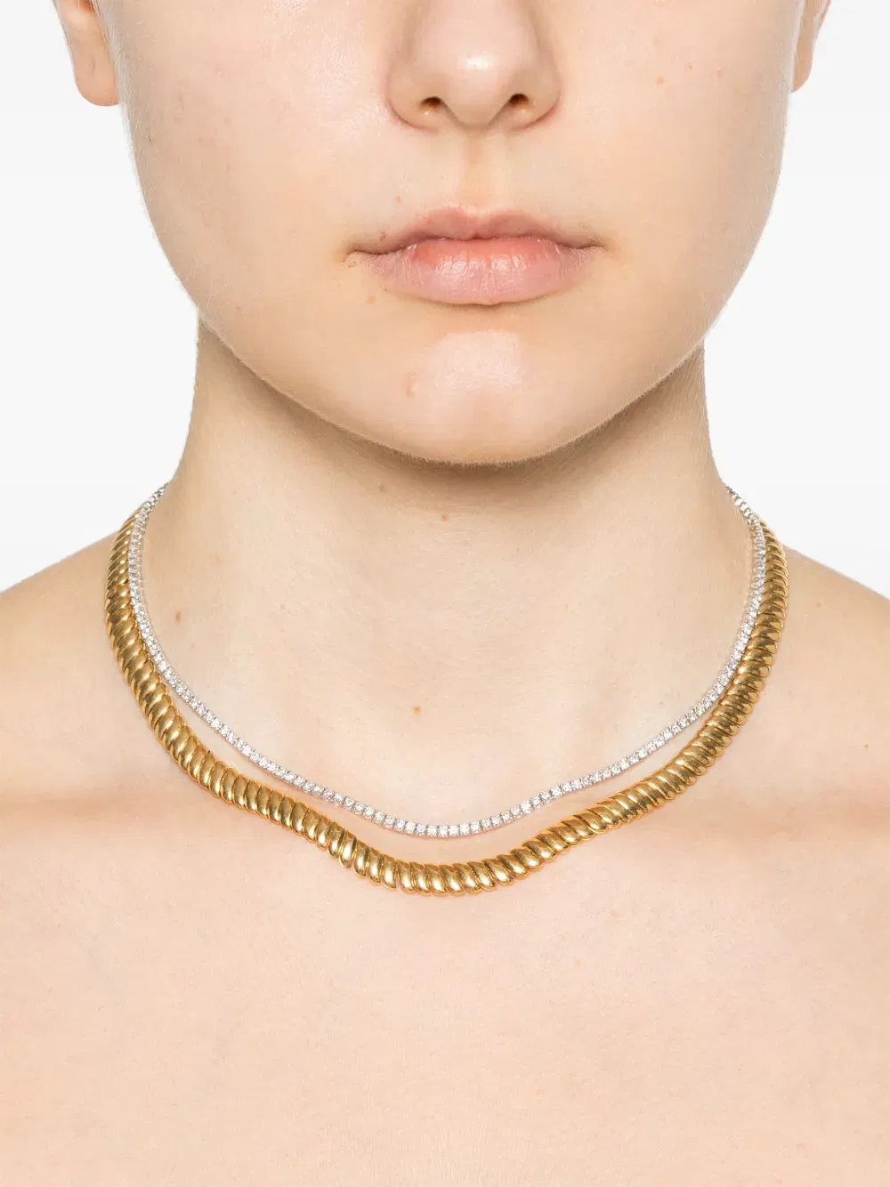 18KT yellow and white gold Hepburn diamond necklace set