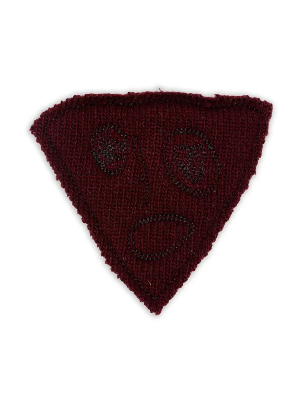 triangular-shaped embroidered-detail brooch
