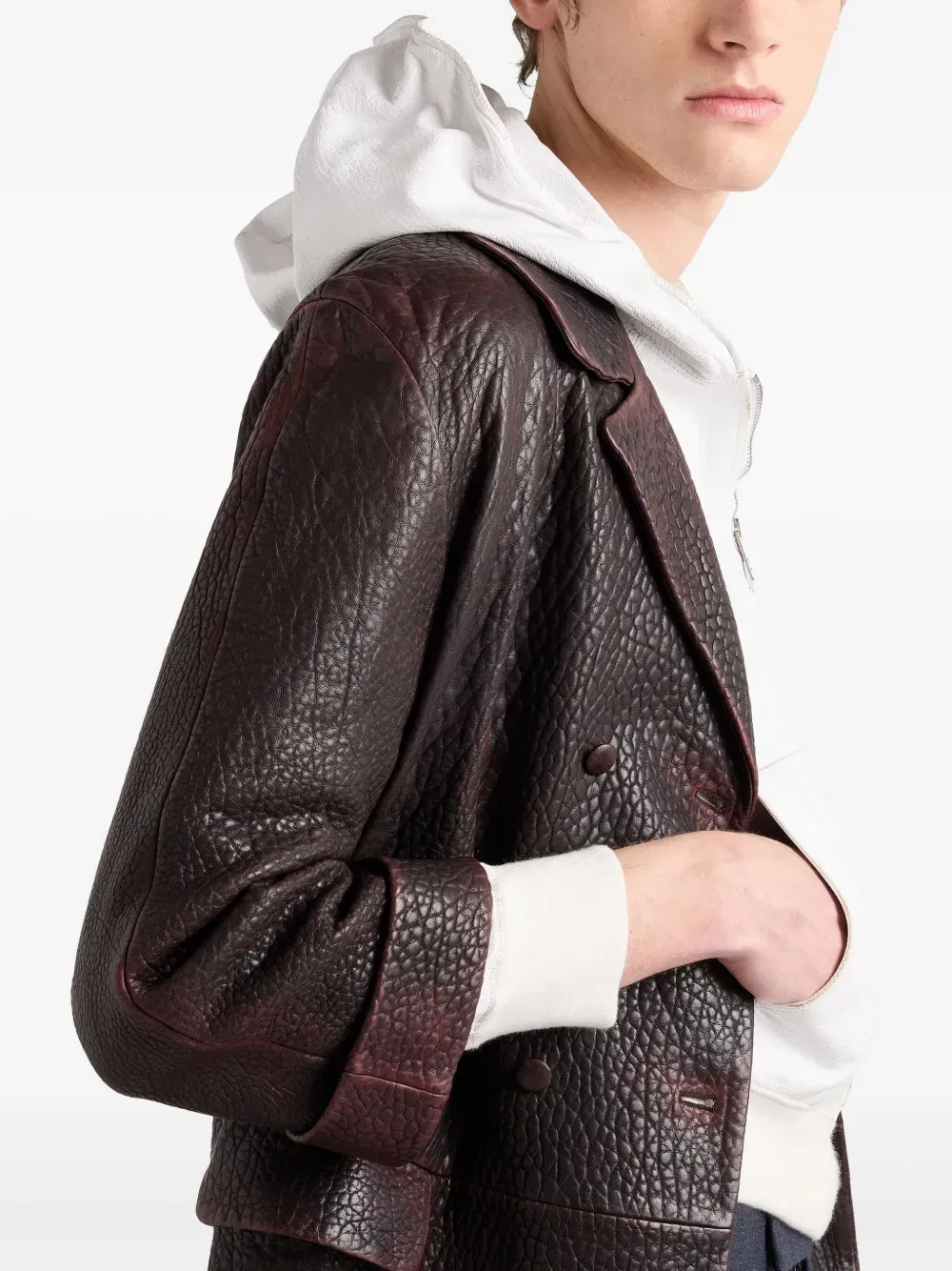 leather zip-up Hoodie