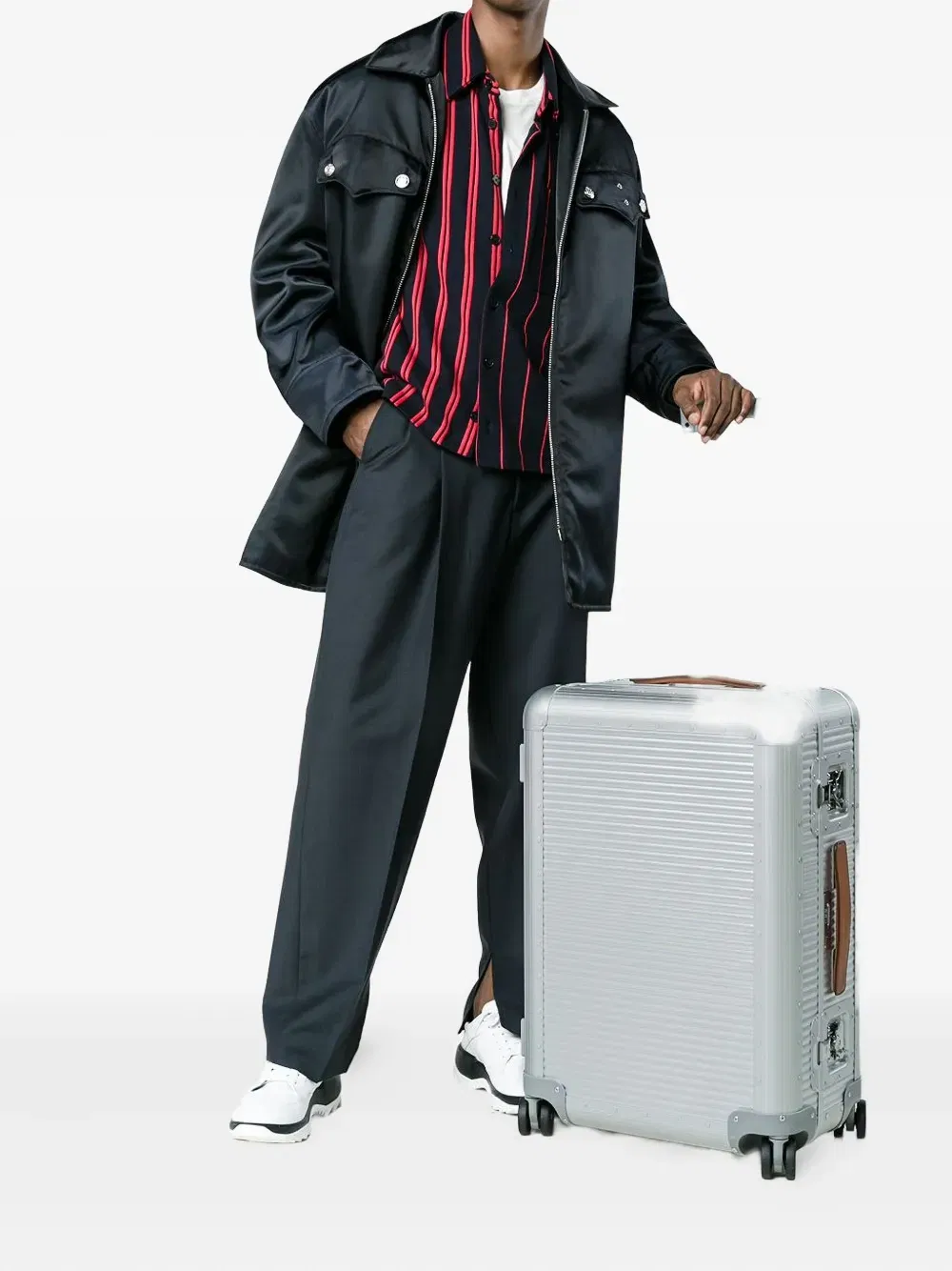 Metallic Silver Bank Spinner 68 Aluminium Suitcase