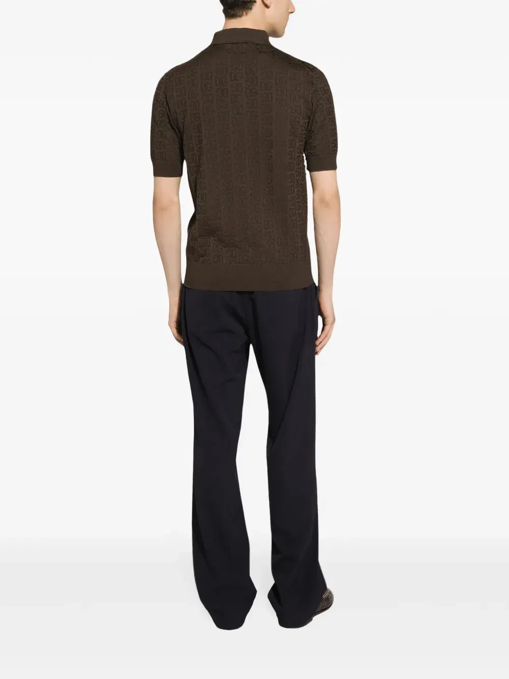monogram-jacquard silk polo shirt