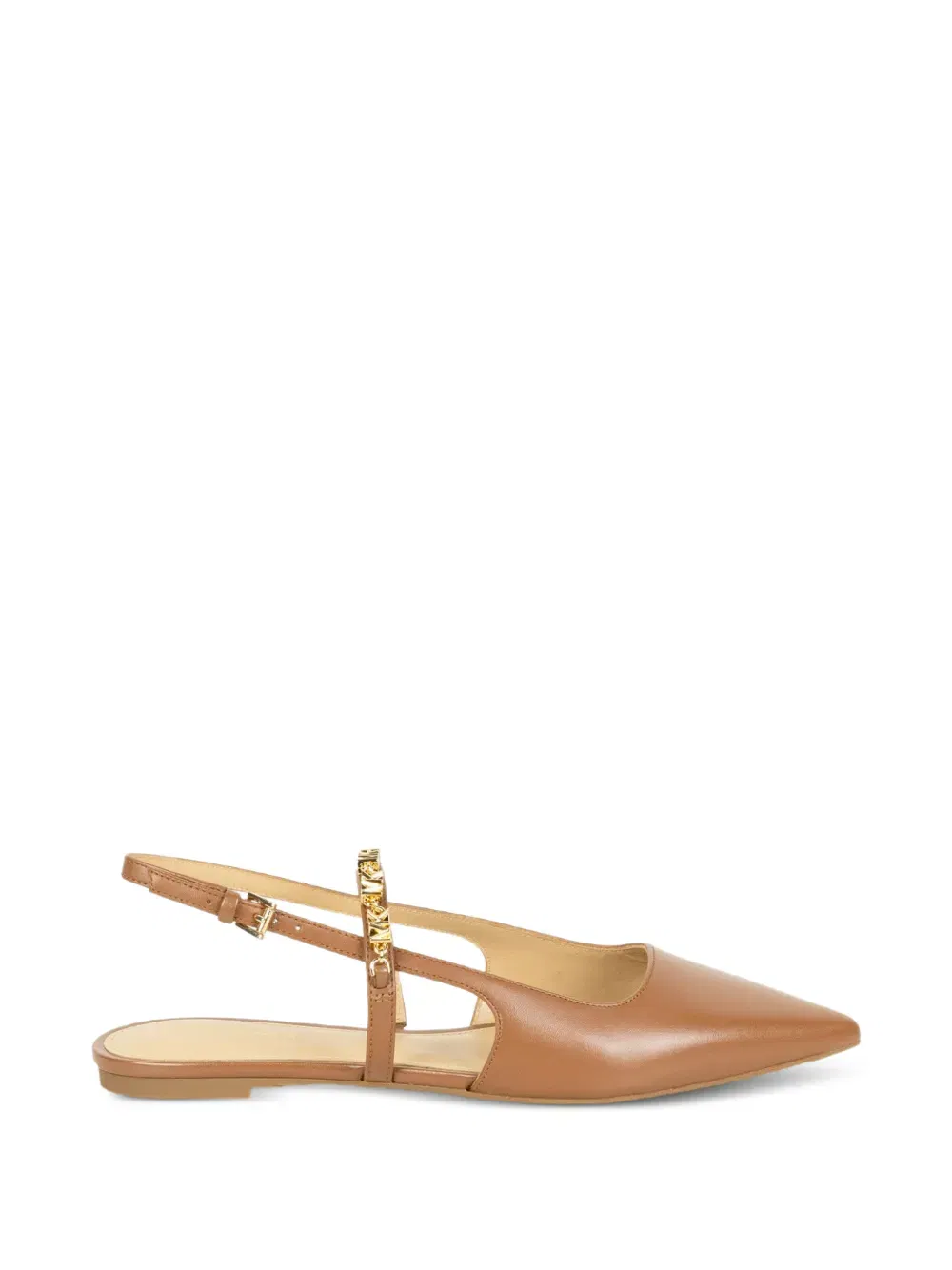 pointed-toe chain-detail ballet flats