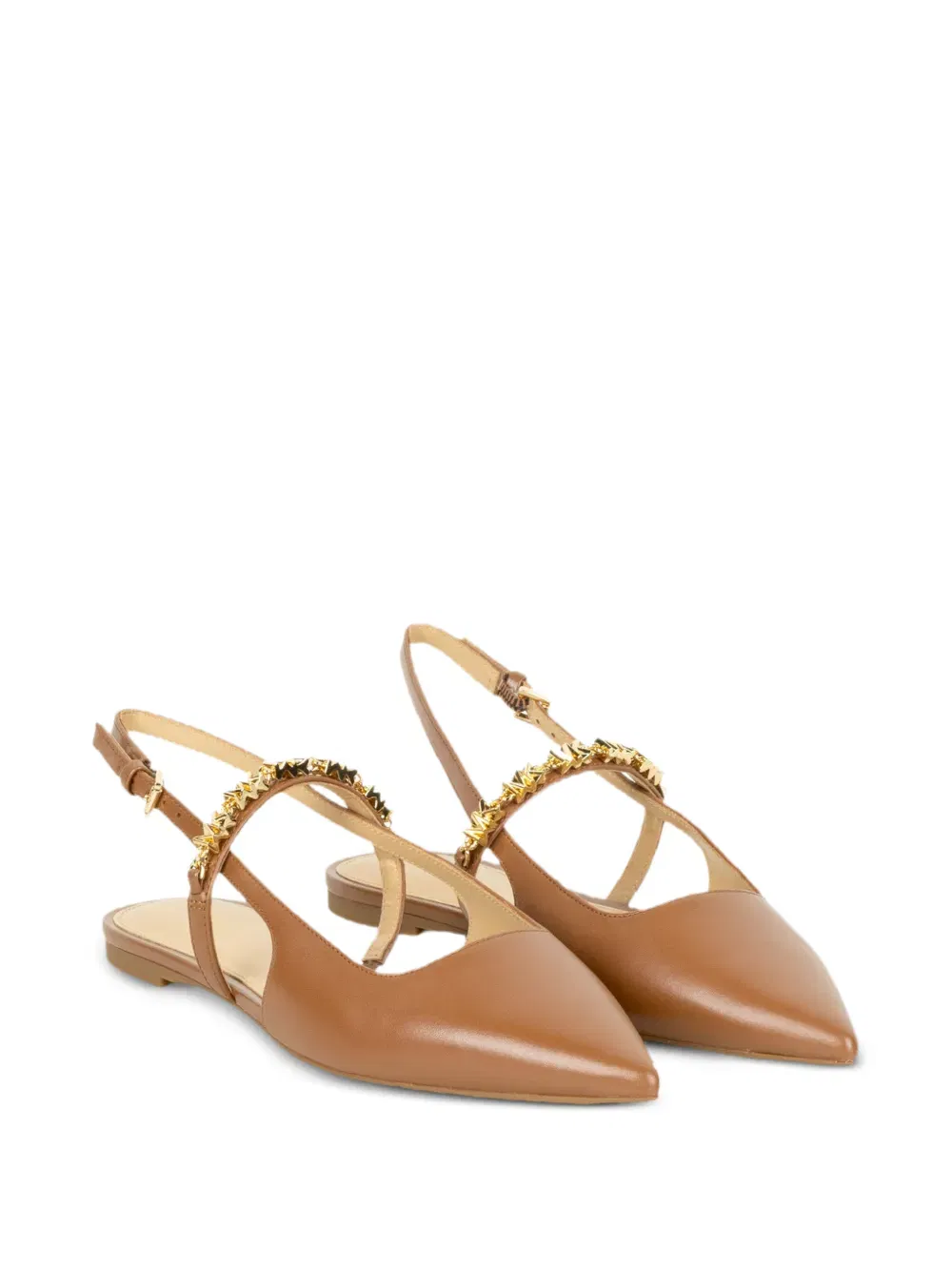 pointed-toe chain-detail ballet flats