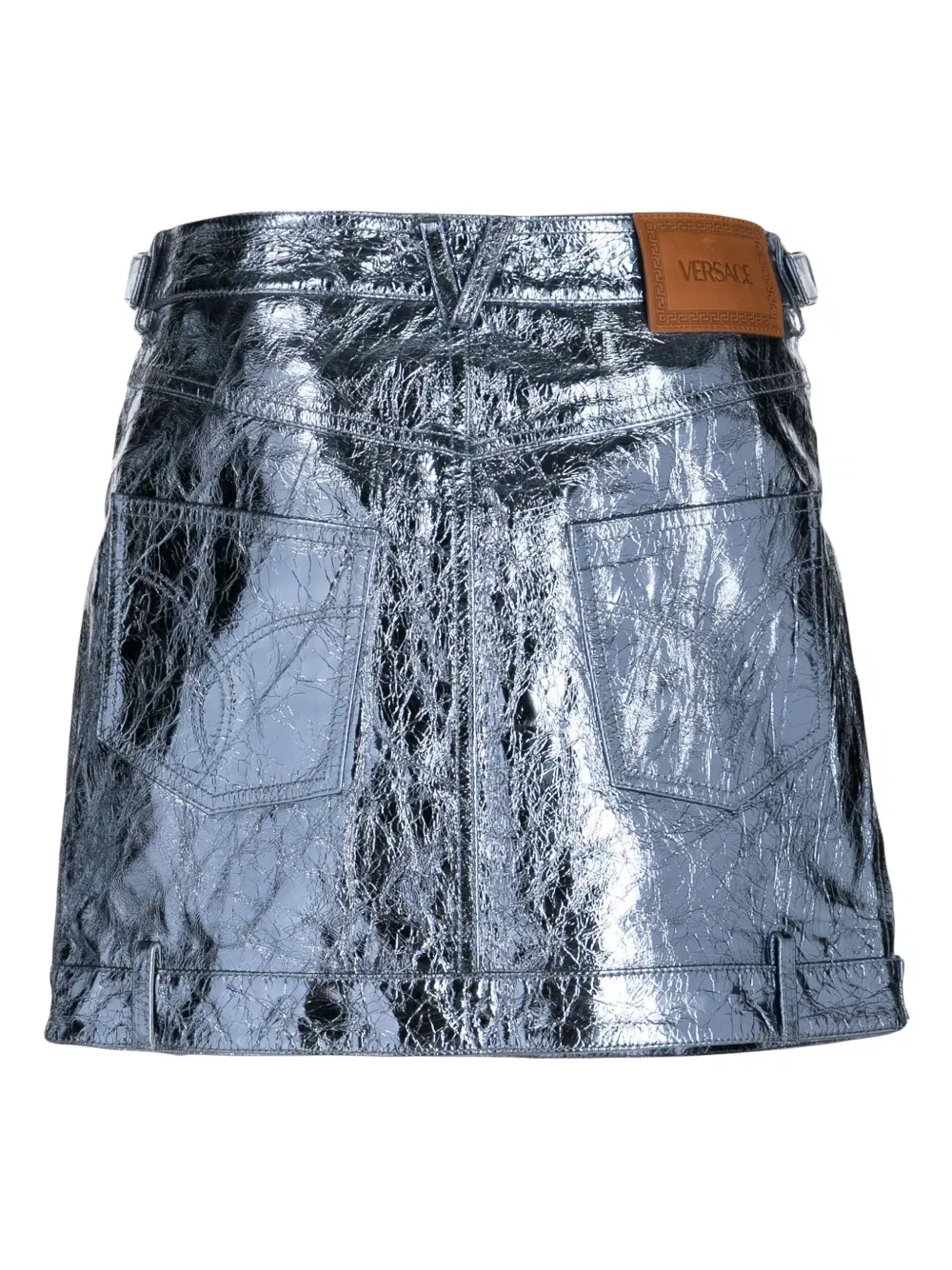 x Dua Lipa metallic leather miniskirt