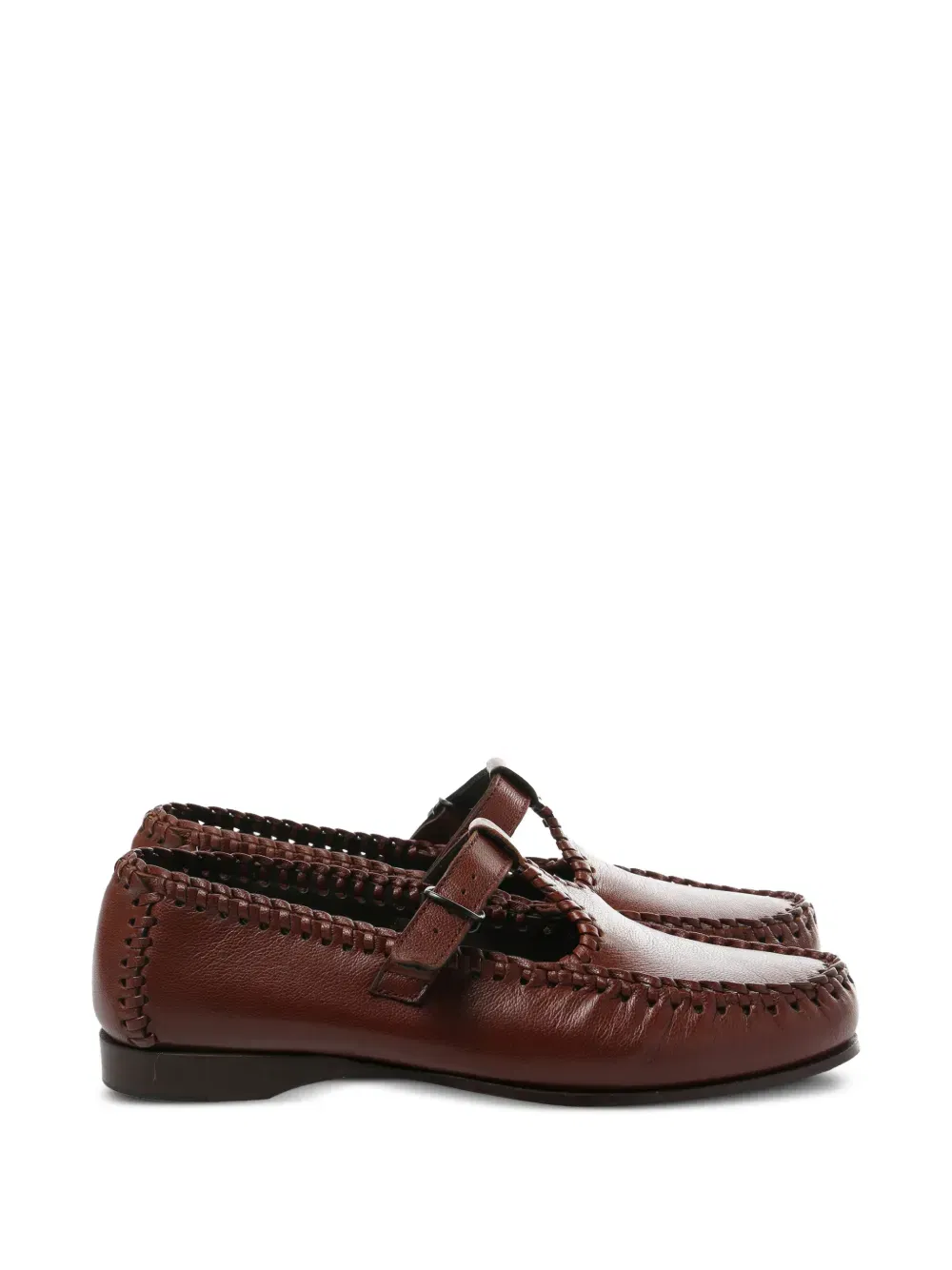 buckle braided shoes