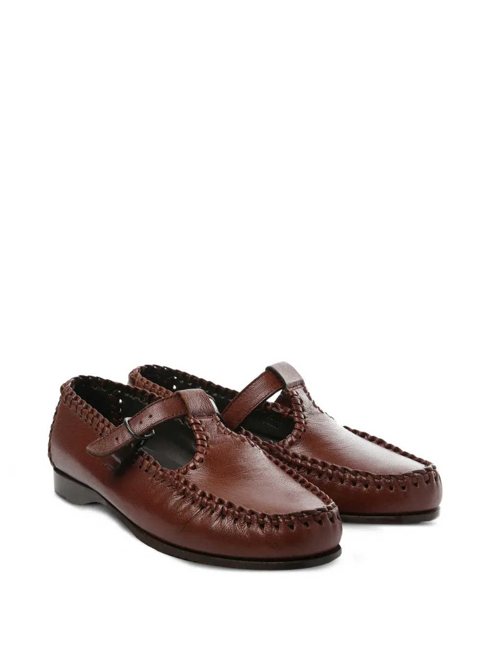 buckle braided shoes