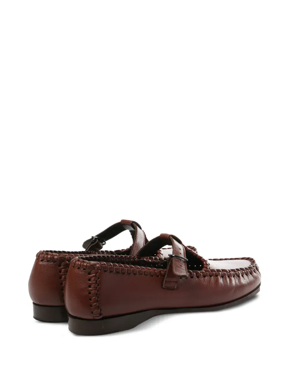 buckle braided shoes