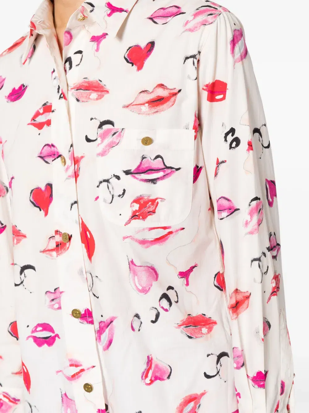 1990-2000s lipstick-print cotton shirt