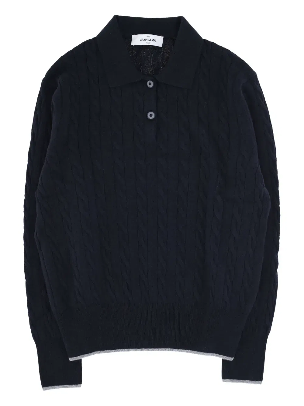 cable-knit buttoned polo shirt