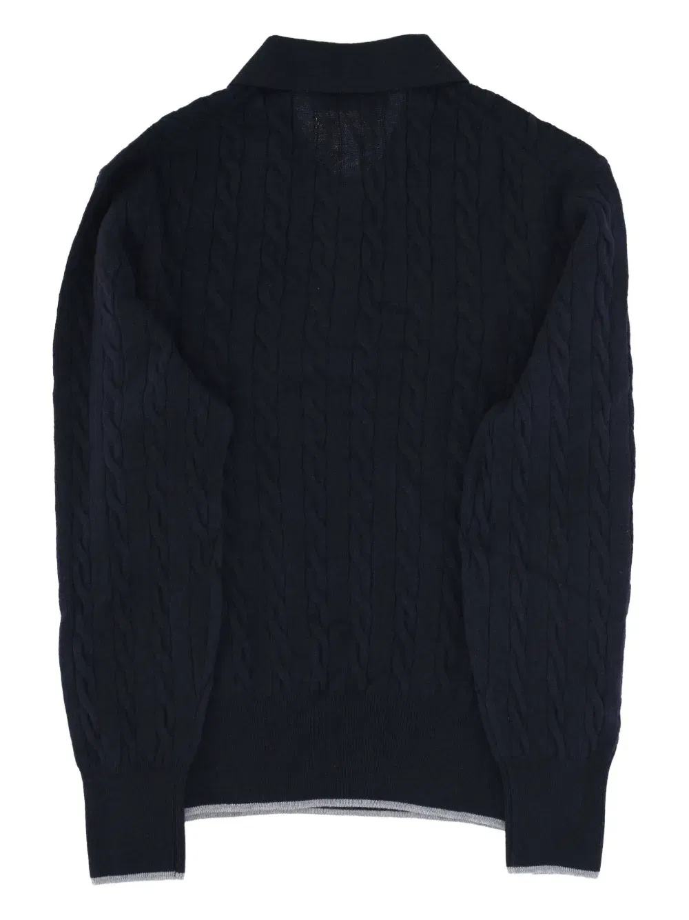 cable-knit buttoned polo shirt