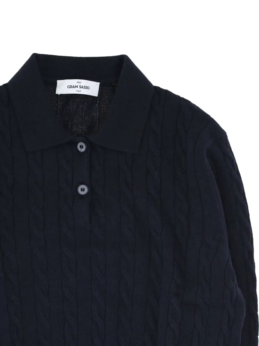 cable-knit buttoned polo shirt