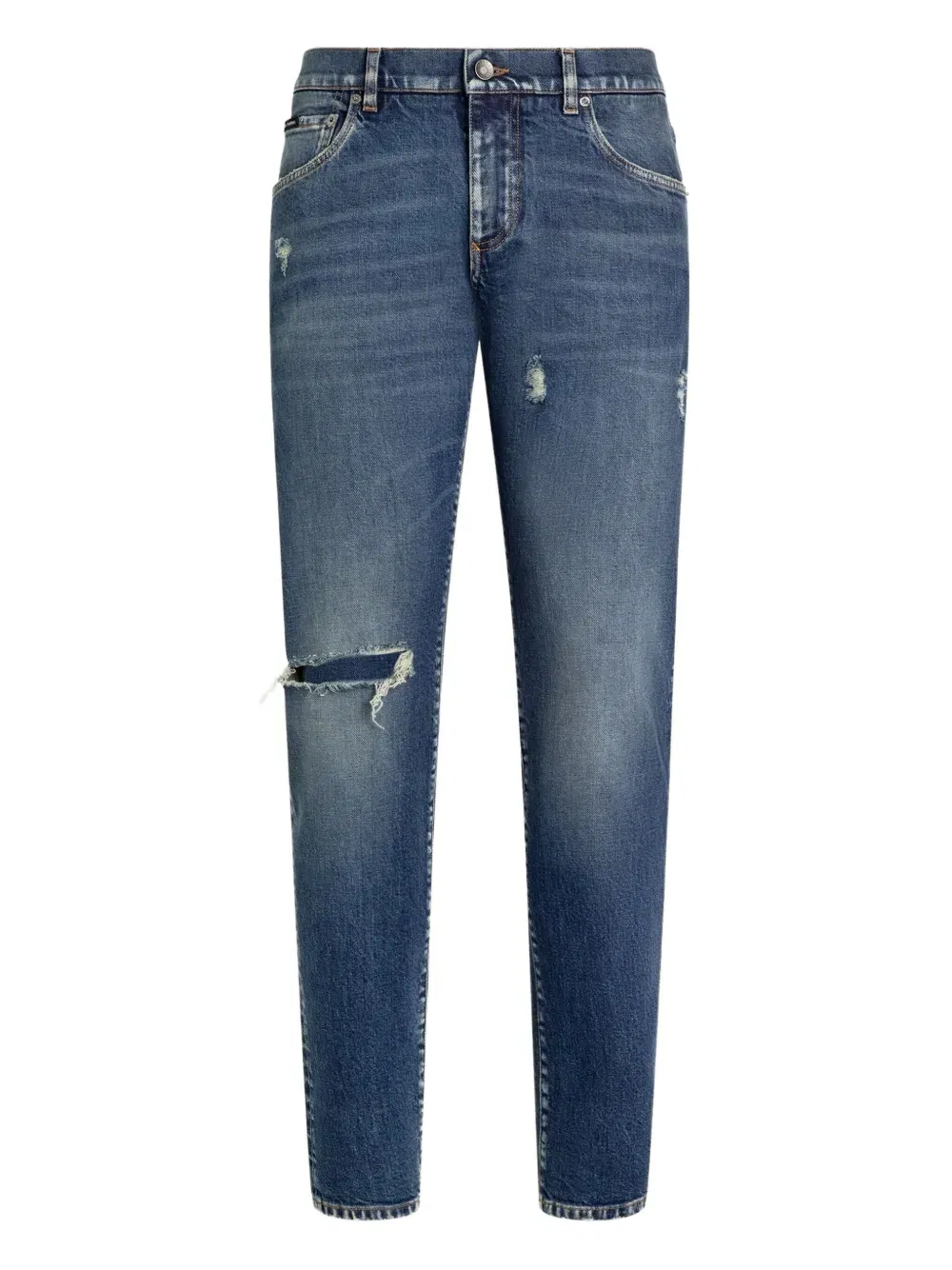 distressed ripped-knee jeans