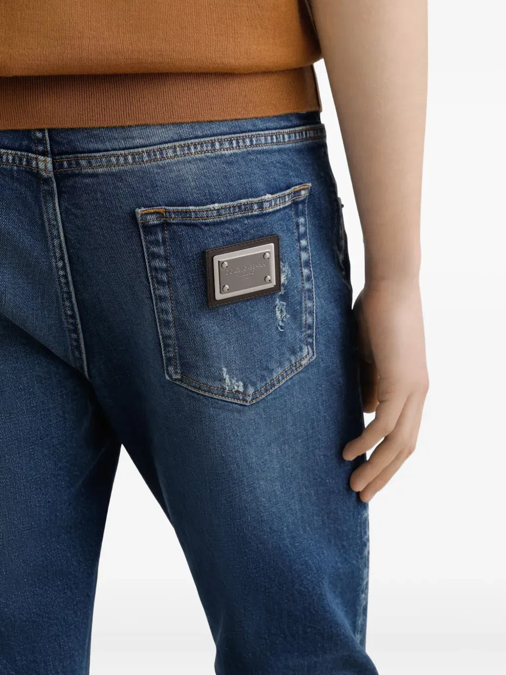 distressed ripped-knee jeans