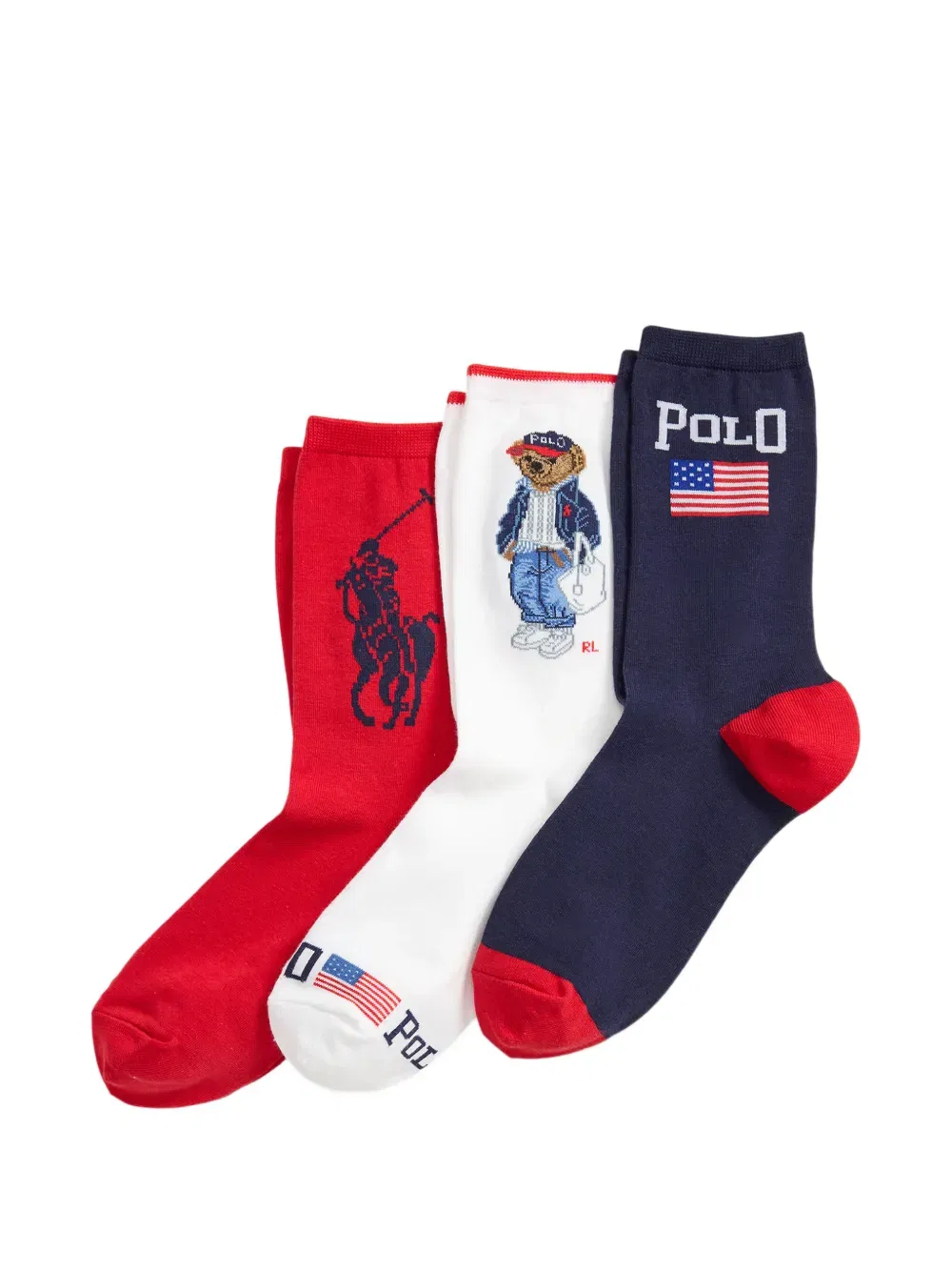 Polo Bear logo-embroidered socks (set of three)