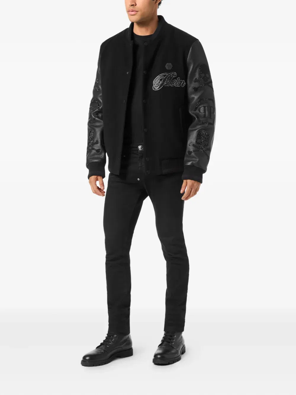 skull-embellished bomber jacket