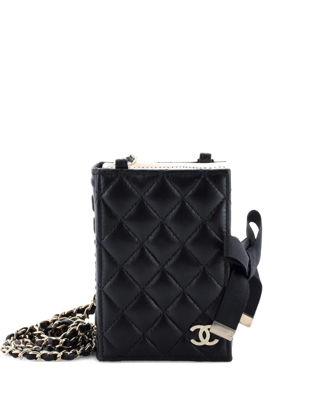 CC Book Card Holder with Chain Quilted Lambskin crossbody bag