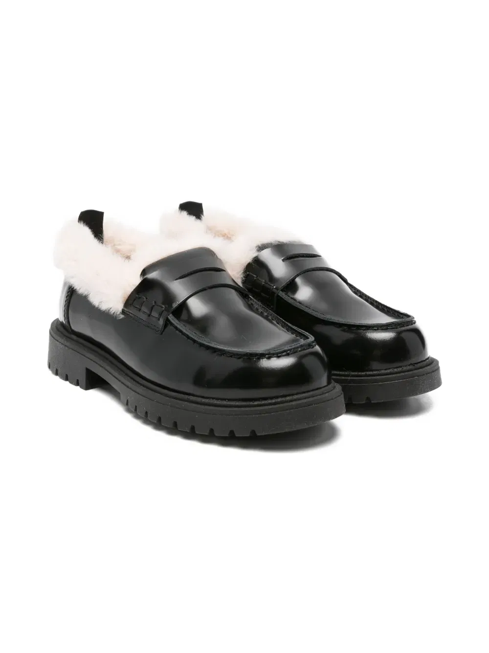 fur-trimmed loafers