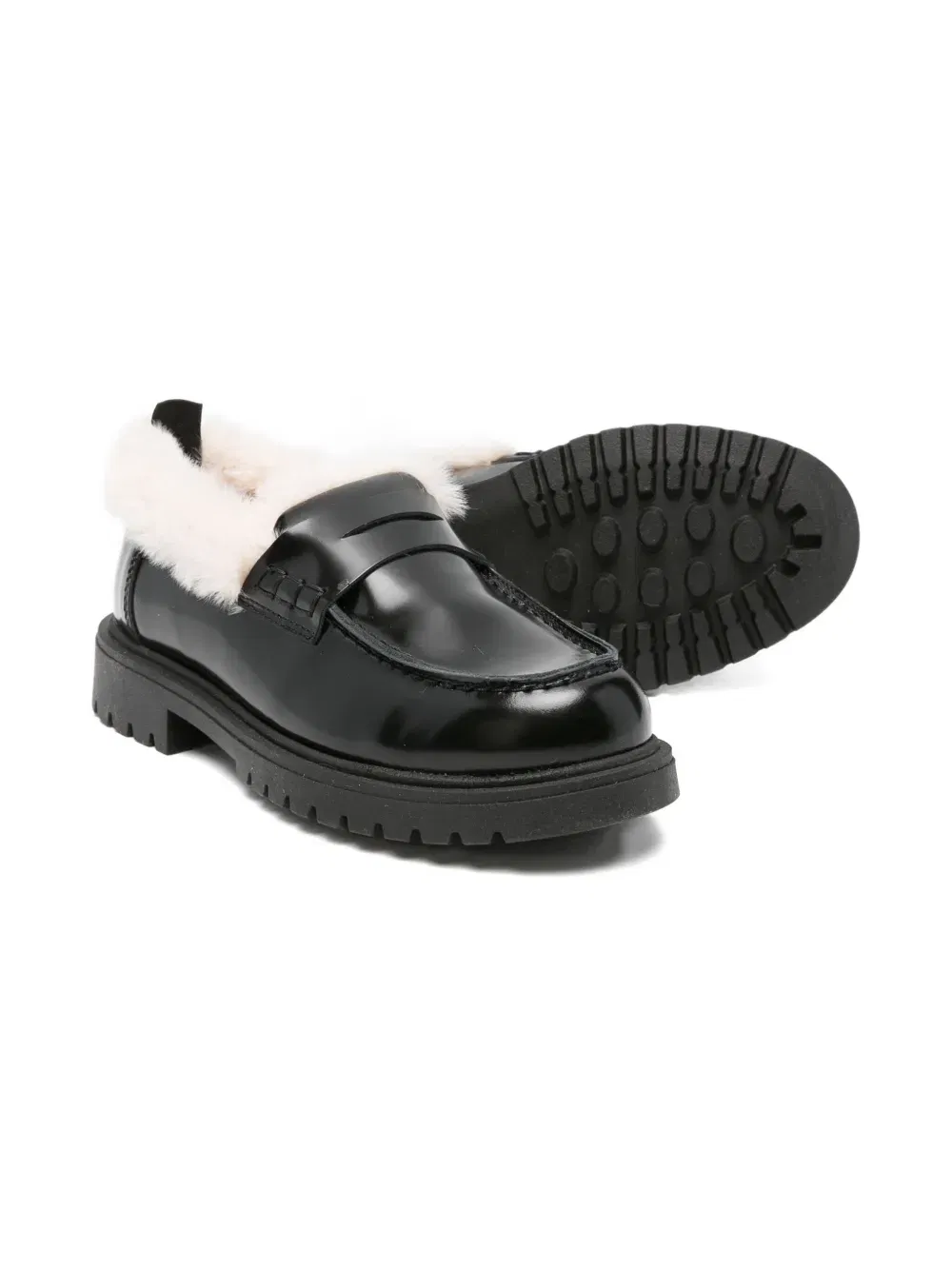 fur-trimmed loafers