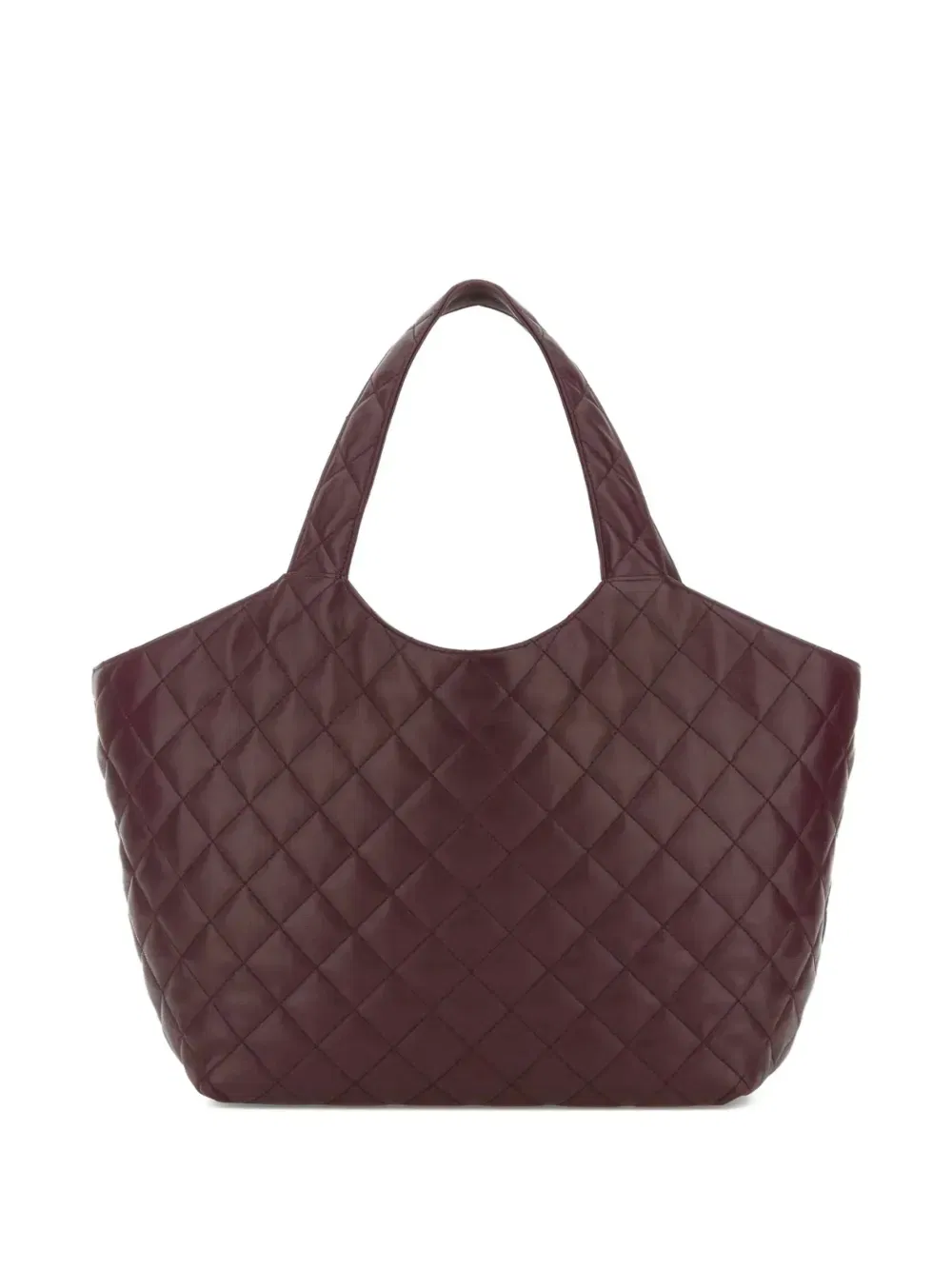 quilted logo leather shopping tote bag