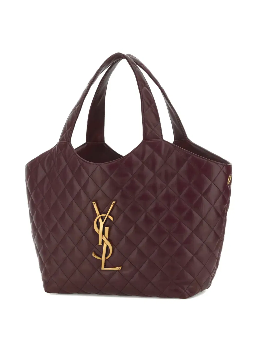 quilted logo leather shopping tote bag